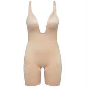 SPANX - Suit Your Fancy Plunge Low-Back Mid-Thigh Bodysuit, CHAMPAGNE BEIGE, Med